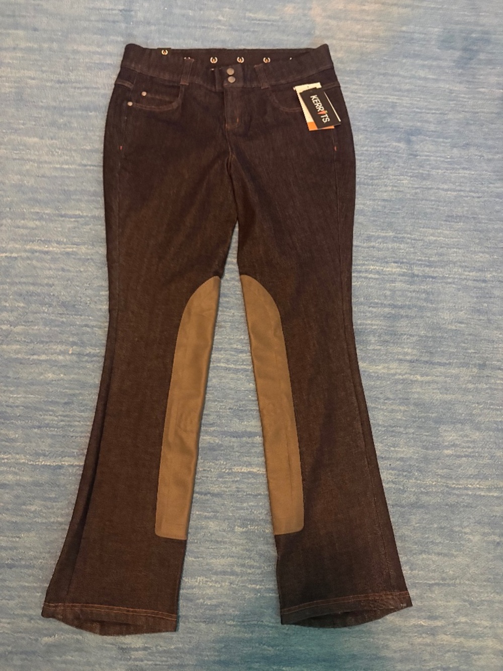 Kerrits NWT large stretch denim extended knee patch bootcut riding pants